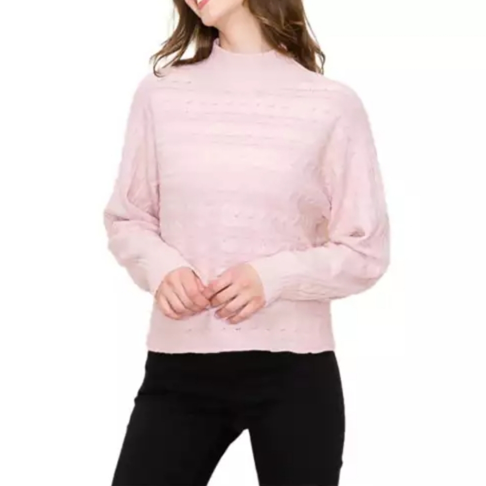NEW Staccato S Lilac Cable Knit Mock Neck Pullover Sweater CU-3723